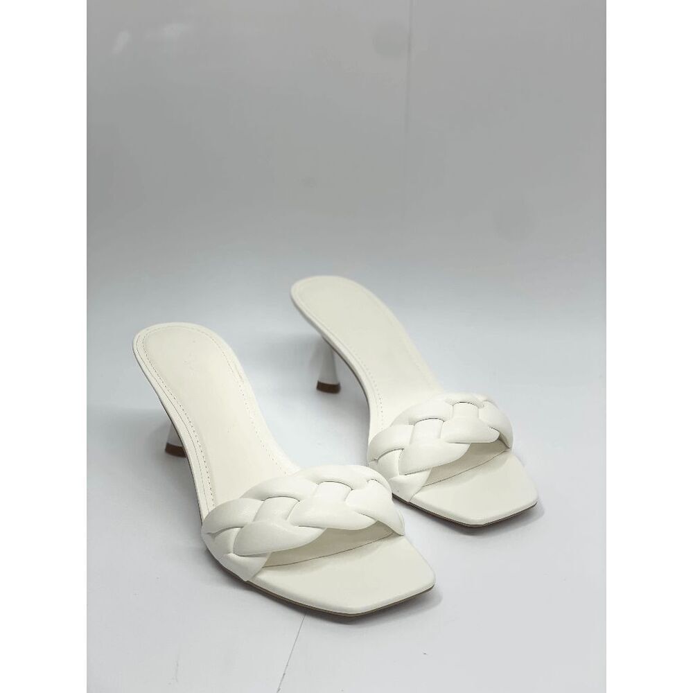 INC International Concepts Women's Parker Woven Slide Sandals - White 9M